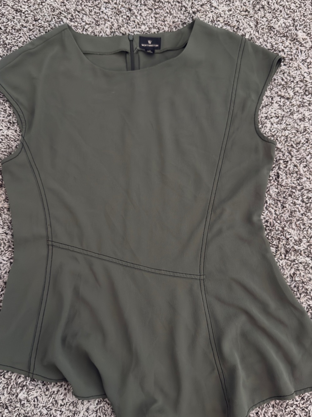 Worthington Olive Cap-Sleeve Peplum Top
